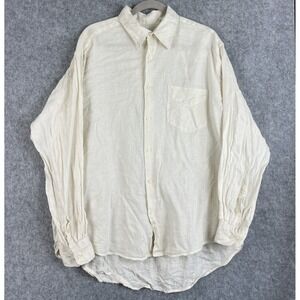 Martin Gordon‎ Linen Shirt Mens XL Ivory Button Up Long Sleeve Summer Resort